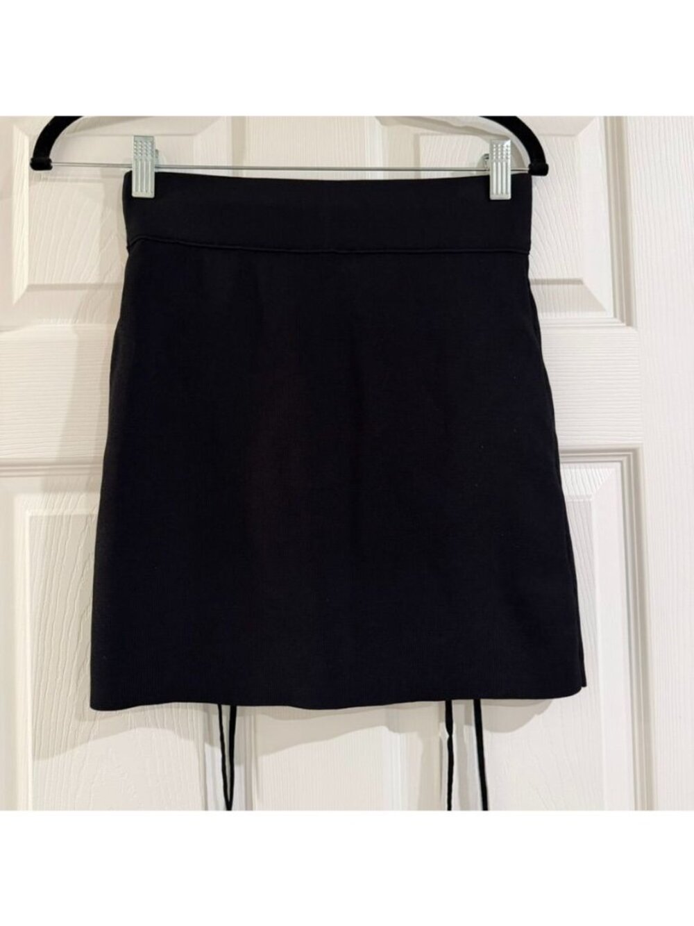 Zara Knitwear Black Tie Up Bandage Mini Skirt Size Small Goth Whimsigoth - Picture 2 of 3